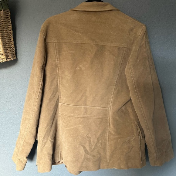 Vintage French Connection Tan faux suede Double-breasted Peacoat Jacket Size 8 - Picture 6 of 11